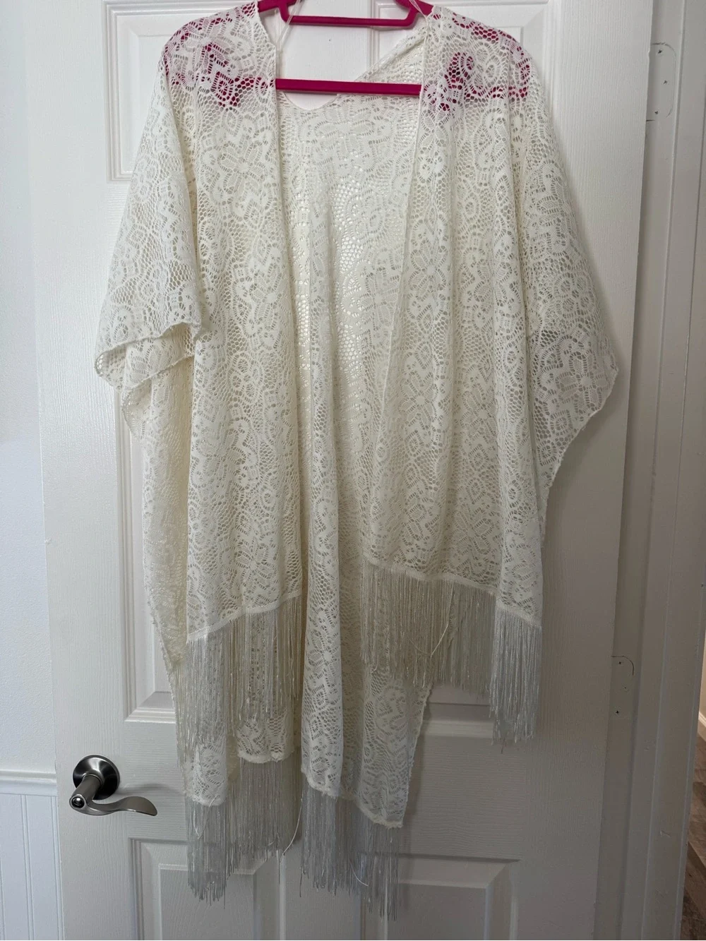 Elegant Cream Lace Fringe Kimono - Brand